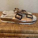 mix no. 6  Faux Fur Lined Rose Gold Birkenstock Sandal Slides Size 7.5 Photo 5