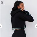 Playboy NWT  x Missguided Black Zip Through Contrast Stitch Cropped Hoodie Photo 2