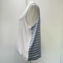 Hem & Thread NEW  White Draped Wrap Front Tank with Ribbed Blue Striped Back L Photo 6