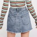 Free People  High Waisted Frayed Hem Zip It Up Denim Mini Skirt Blue 28 / 6 Photo 1