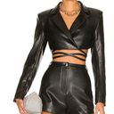 H:ours  Alvina Faux Leather Cropped Blazer in Black Photo 6