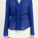 Endless Rose NWT  Blue Front Ruched Chiffon Blouse Photo 0