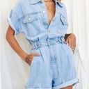 12th Tribe NEVER WORN  Hendrix Short Denim Romper, Size S/M Photo 0