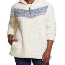 Weatherproof  Vintage Womens Faux Sherpa Pullover Sweater S Cream Chevron 1/4 Zip Photo 0