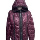 Guess  Hooded Puffer Jacket Plum Purple with Black Trim Size Medium Photo 8