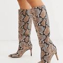 Steve Madden  Kinga Snake Print Pointed Toe Knee High Heeled Boots - Size 9.5 Photo 0