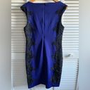 Carmen Marc Valvo  Black Applique Lace Panel Deep Blue Dress in Size 4 Photo 3