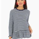 Tuckernuck  Pomander Place • Perrie Top navy striped swing ruffle peplum tee Photo 0