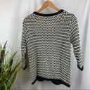 CAbi  Black & White Coco Waffle Knit 3/4 Sleeve Button Up Fitted Cardigan Sweater Photo 2