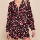 Lulus Black Floral Backless Long Sleeve Romper Photo 11