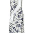 Cynthia Rowley  Dress Womens 8 White Blue Floral Flower Midi fit & Flare Linen Photo 2