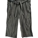 J.Jill  Pants Womens L Black Tan Stripe Linen Stretch Crop Wide Leg Paper Bag Tie Photo 1