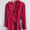 Natori  Robe & Nightgown Set Red and Black Leopard Spots Ruffle Size Medium Large Photo 5