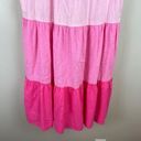 J.Crew  Linen Blend Ruffle Tiered Dress Size 4 Pink Colorblock Ombre Barbie Photo 5