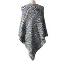 Peruvian Link Tahoe Alpaca Poncho Knit Sweater Shawl Silver Gray Blue Print OS Size undefined Photo 3