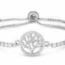 Macy's Cubic Zirconia Tree Of Life Adjustable Bolo Bracelet InFine Silver Plate diamond Photo 1