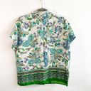 Joie  Blouse White & Green Paisley Pattern Short Sleeves Button Up Top Sz S EUC Photo 7