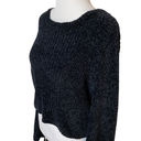 Lovers + Friends  Sweater Cropped Chenille Tie Bell Sleeve Scoop Neck Black Small Photo 8