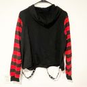 Hot Topic  Plus Size 1X Red & Black Stripe Harness Crop Hoodie Long Sleeve Goth Photo 4