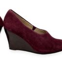 Eileen Fisher Round Toe Slip On Burgundy Suede Wedge Shoes Size 5.5 Photo 1