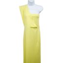 Pretty Little Thing  Light Lime One Shoulder Maxi Gown Dress Back Slit Crepe Photo 5