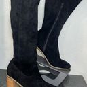 Target  Brand Faux Suede Black Knee High Length Boots Chunky Heel Size 9.5 Photo 0