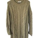 Alice + Olivia  Lennie Cable-Knit Wool Mini Dress Olive Green Photo 6