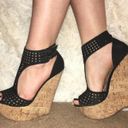 Charlotte Russe Black T Strap Cork Wedges Photo 1