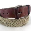 Gap  Unisex Genuine Leather Elastic Woven Braided Waist Belt Beige Tan Size 32 Photo 0