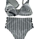 Bebe Sport Striped Logo Triangle Bikini Photo 1