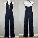 Cello  Authentic Jeans USA Vintage Halter Lace Up Flare Denim Jumpsuit Photo 2