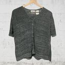 Kathie Lee Collection  | Velvet Textured Gray Button Down Short Sleeve V-Neck L Photo 4