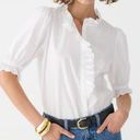 J.Crew  Ruffle-Trim Button-Up Shirt Cotton Poplin White Size XS Photo 0