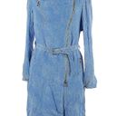 Juicy Couture Y2K  Trench Coat Baby Blue Sky Blue Long Zip Up Denim-ish Pattern L Photo 1