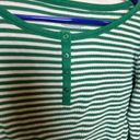 Jasmine & Ginger  Women’s Green White Striped Long Sleeve Henley Size medium Photo 1