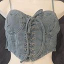 Iris  Denim Crop Top Sweetheart Neckline Size S Photo 0