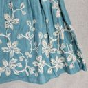 Talbots  Skirt Size 4 Blue Linen Floral Embroidered A-Line Pleated Cottagecore Photo 14