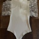 TCEC Boutique White Puff Sleeve Bodysuit Photo 1