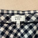 Crown & Ivy Navy/White Mixed Gingham Button Up Blouse - Women L Photo 1