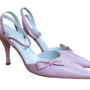 BCBGirls VTG  Leather Pumps Slingback Pointed Toe Bow Stiletto 3.5 Heels Pink 7 Photo 0
