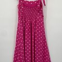 Draper James  Polka Dot Midi Dress Adjustable Tie Bows Straps Pink White Medium Photo 4