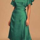 Lulus Caberet Queen Green Polka Dot Embossed Satin Backless Midi Dress Size S Photo 0