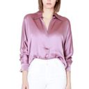 Vince  Silk Shaped Collar Popover Blouse Top Vervain Purple Lilac Size XS NEW Photo 4