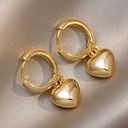 18K Gold Plated Love Heart Dangle Drop Earrings for Women Photo 1