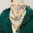 Vintage 90s Cottage Granola Brown Floral Cotton Square Neck Tie Bandana Photo 5