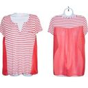 Charming Charlie  Stripe Sheer Back T-shirt Coral M Photo 1