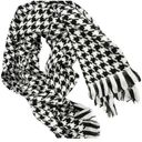 Virginia Wolf Scarf fringe end knit in black in white checks one size Photo 0