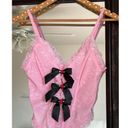 Urban Outfitters NWT  Out From Under Pink Belle Lace & Bows Corset Top Roses Photo 2