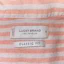 Lucky Brand  Peachy Pink White Stripe Short Sleeve Classic Fit Shirt M Photo 4