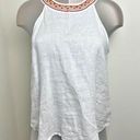 Cynthia Rowley  100% Linen Summer Tank Top Size M Embroidered & Beaded Photo 0